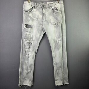 Evolution In Design Distressed Jeans 36x32 Gray Acid Wash Ripped Slim Streetwear